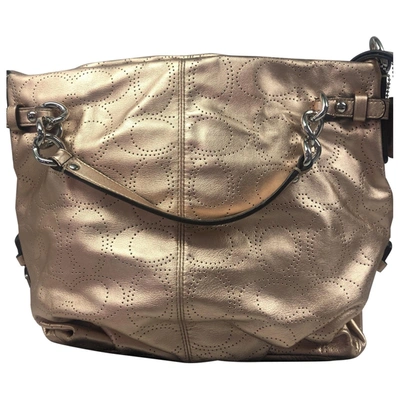 Pre-owned Coach Leather Handbag In Gold