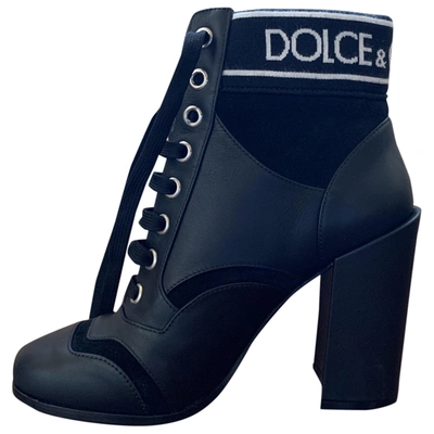 Pre-owned Dolce & Gabbana Black Leather Ankle Boots