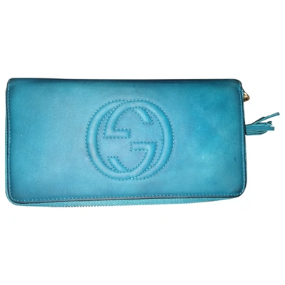 Pre-owned Gucci Turquoise Leather Wallet