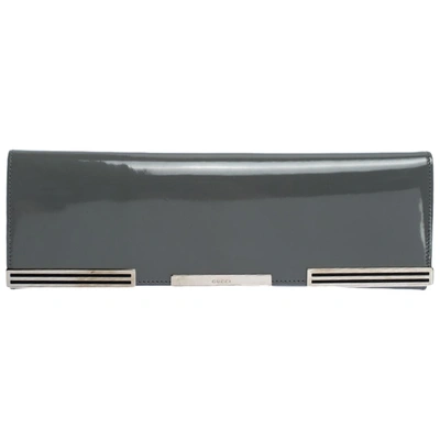 Pre-owned Gucci Grey Patent Leather Clutch Bag