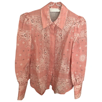 Pre-owned Zimmermann Pink Linen  Top