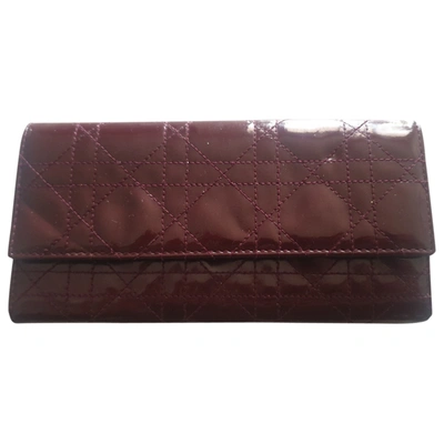 Pre-owned Dior Patent Leather Wallet In Burgundy