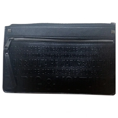 Pre-owned Zadig & Voltaire Daily Leather Clutch Bag In Black