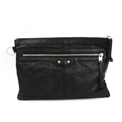 Pre-owned Balenciaga Black Leather Clutch Bag