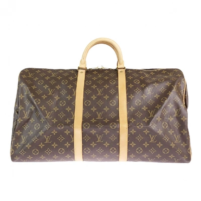 Pre-owned Louis Vuitton Keepall Brown Cloth Travel Bag