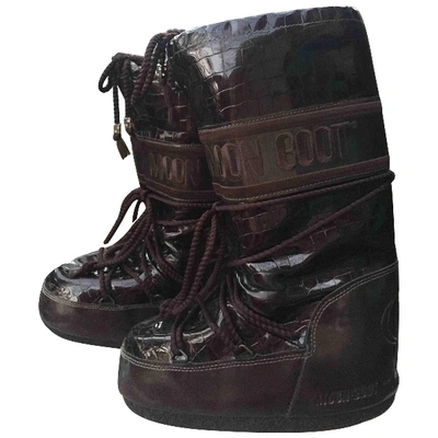 Pre-owned Moon Boot Brown Rubber Ankle Boots