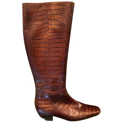 Pre-owned Dior Brown Crocodile Boots