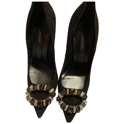 Pre-owned Casadei Black Suede Heels