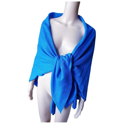 Pre-owned Guy Laroche Wool Silk Handkerchief In Blue