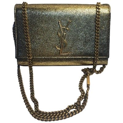 Pre-owned Saint Laurent Kate Monogramme Gold Leather Handbag