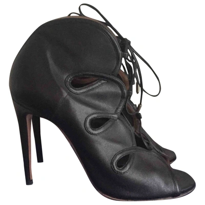Pre-owned Aquazzura Black Leather Heels