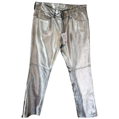 Pre-owned Isabel Marant Étoile Silver Leather Trousers