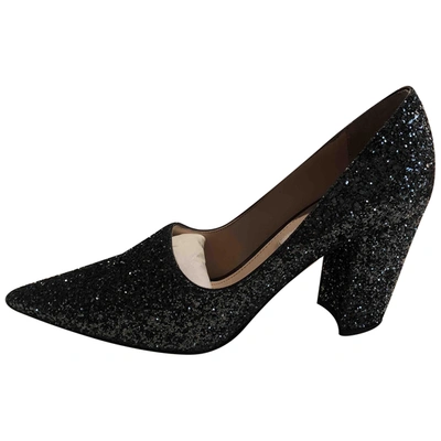 Pre-owned Miu Miu Grey Glitter Heels