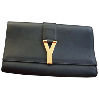 Pre-owned Saint Laurent Chyc Black Leather Clutch Bag