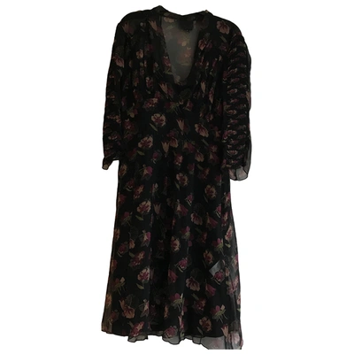 Pre-owned Anna Sui Silk Mid-length Dress In Black