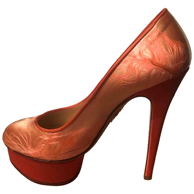 Pre-owned Charlotte Olympia Dolly Orange Leather Heels