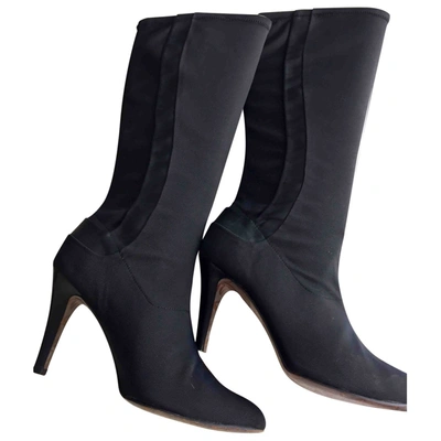 Pre-owned Ted Baker Cloth Boots In Black
