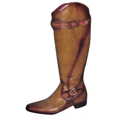 Pre-owned Magnanni Leather Boots In Camel