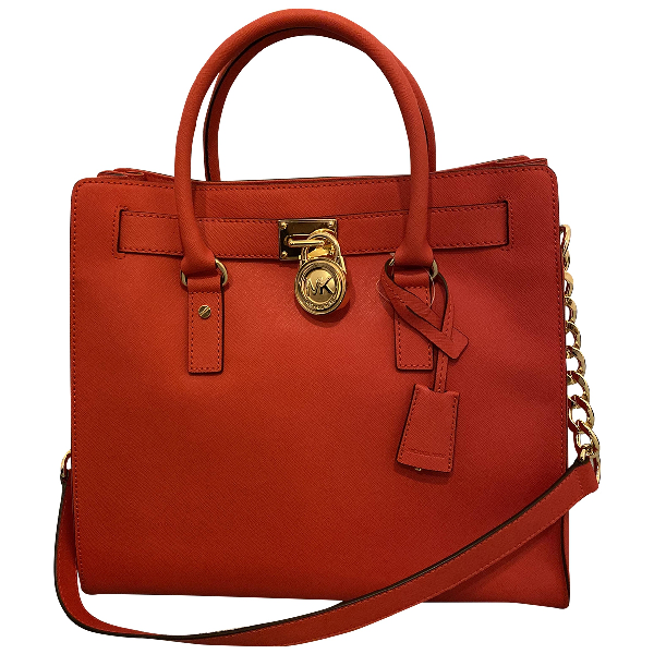 Pre-Owned Michael Kors Hamilton Orange Leather Handbag | ModeSens