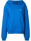 We11 Done Printed Logo Cotton Sweatshirt Hoodie In Blue