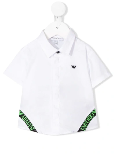 Emporio Armani Babies' Embroidered Logo Shirt In White