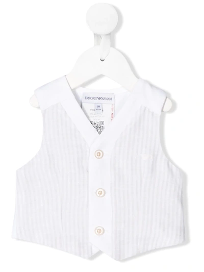 Emporio Armani Babies' Stripe Single Breasted Waistcoat In White