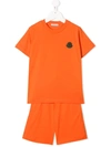 Moncler Kids' Logo Patch Tracksuit Set In Orange