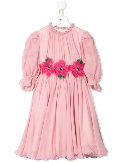 Dolce & Gabbana Kids' Floral Detail Printed Dress In Rosa Confetto