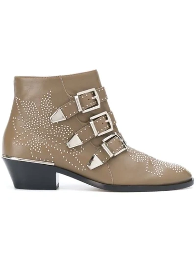Chloé Susanna 30 Studded Ankle Boots In Brown