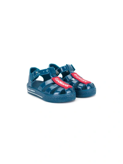 Dolce & Gabbana Babies' Logo Print Jelly Shoes In Blue