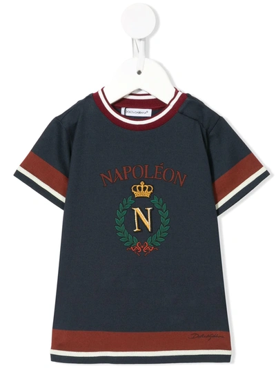 Dolce & Gabbana Babies' Embroidered T-shirt In Blue