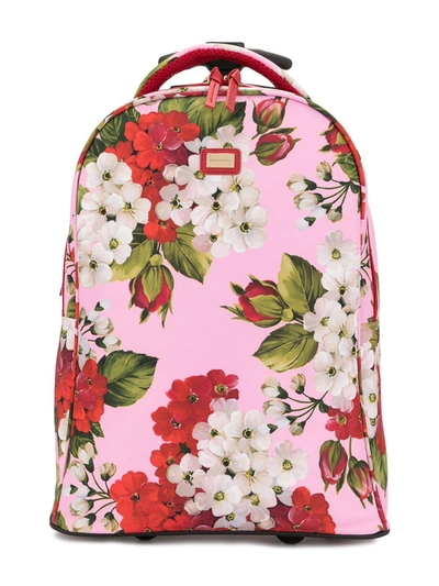 Dolce & Gabbana Kids' Floral Print Suitcase In Pink