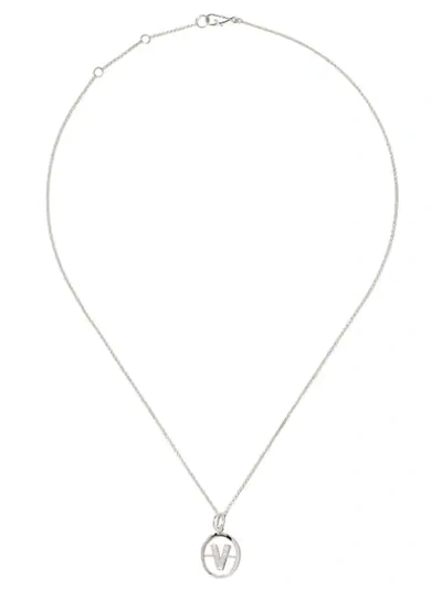 Annoushka 14kt White Gold Diamond Initial V Necklace In 18ct White Gold