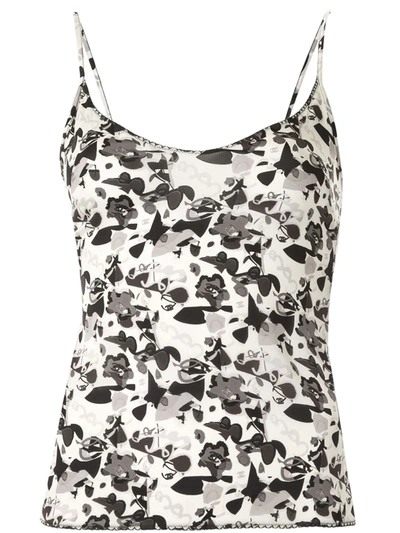 Pre-owned Chanel 2005 Camellia Print Camisole In White