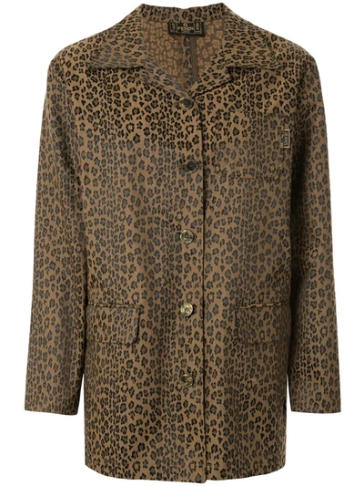Pre-owned Fendi 1990s Leopard Print Straight Jacket In Brown