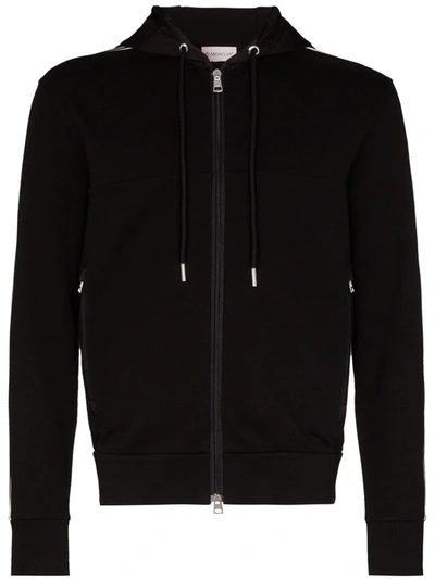 Moncler Contrast Hood Zip-up Cardigan In Black