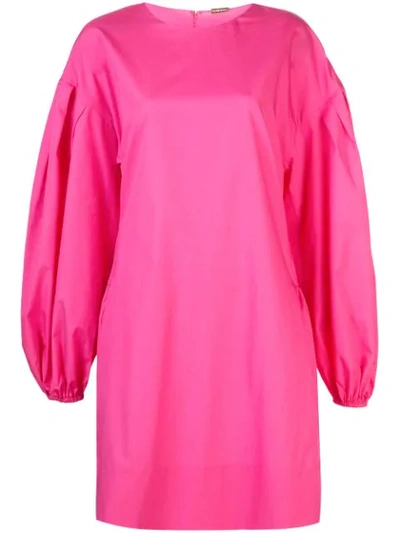 Adam Lippes Shirred Back Dress In Cotton Poplin In Hot Pink