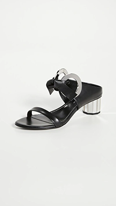 Proenza Schouler Front Tie Mule Sandals In Black/mirror