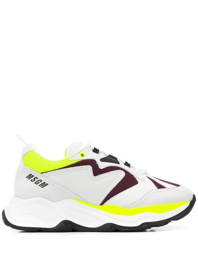 Msgm Contrast-panel Low-top Trainers In Light Grey