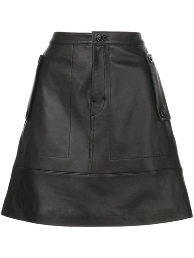 Proenza Schouler White Label Matte Leather Mini Skirt In Black