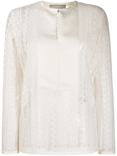 Lanvin Lace Panelled Blouse In White