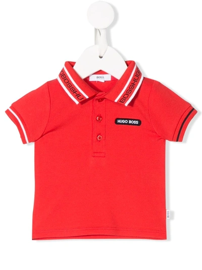 Hugo Boss Babies' Stripe Detailed Polo Shirt In Red