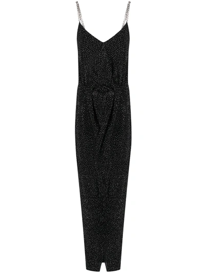 Balmain Rhinestone-embellished Draped Dress In Black