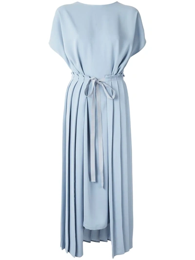 Mm6 Maison Margiela Asymmetric Tie Waist Dress In Blue