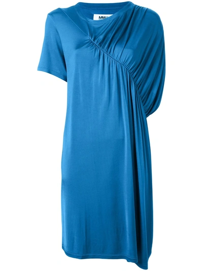 Mm6 Maison Margiela Ruched Detail T-shirt Dress In Blue