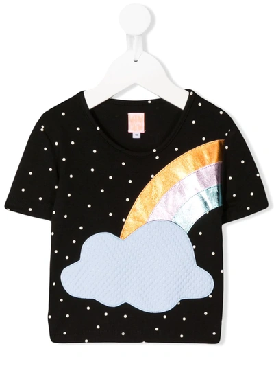 Wauw Capow Babies' Short Sleeve Dotted Rainbow T-shirt In Black