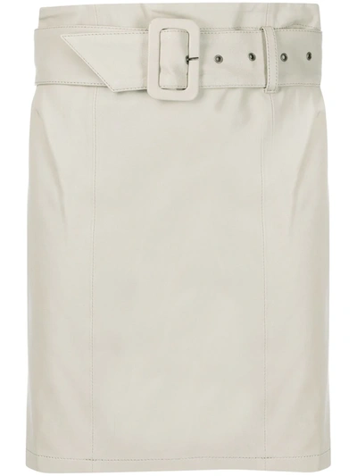 Federica Tosi High-waisted Belted Mini Skirt In Neutrals