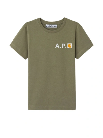 Apc Crew Neck Logo Printed T-shirt In Green