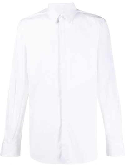 Les Hommes Pleated-bib Slim Shirt In White