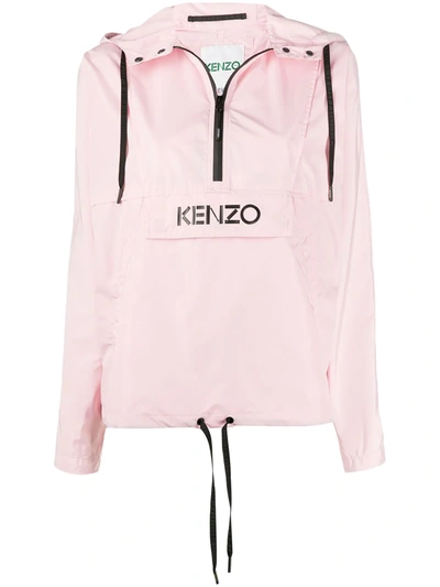 Kenzo Logo Print Windbreaker In Faded Pink